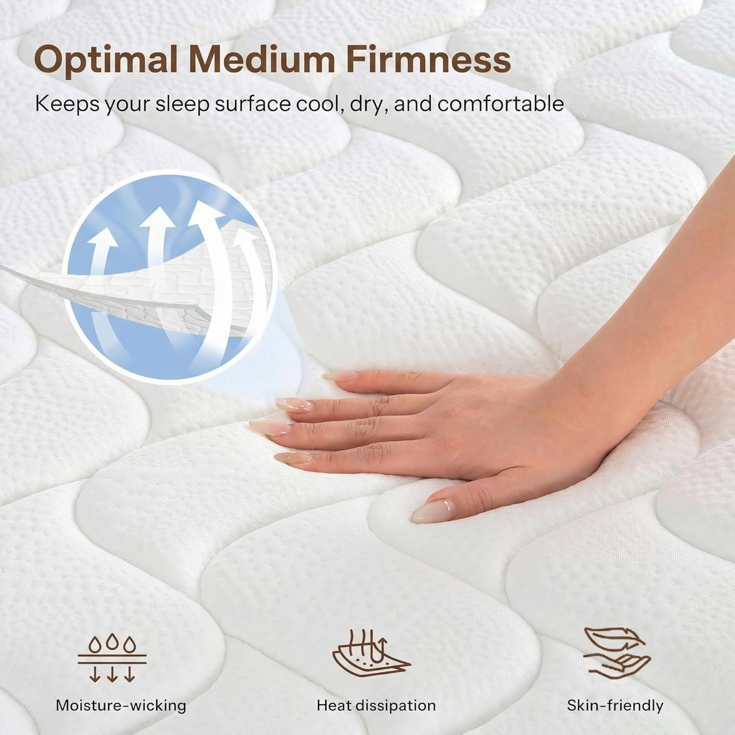 Serene 10 Inch King Hybrid Mattress - Premium Cooling Gel Memory Foam & Pocketed Coils for Spine Alignment & Pressure Relief, Medium Firm Feel, Fiberglass-Free, CertiPUR-US Certified