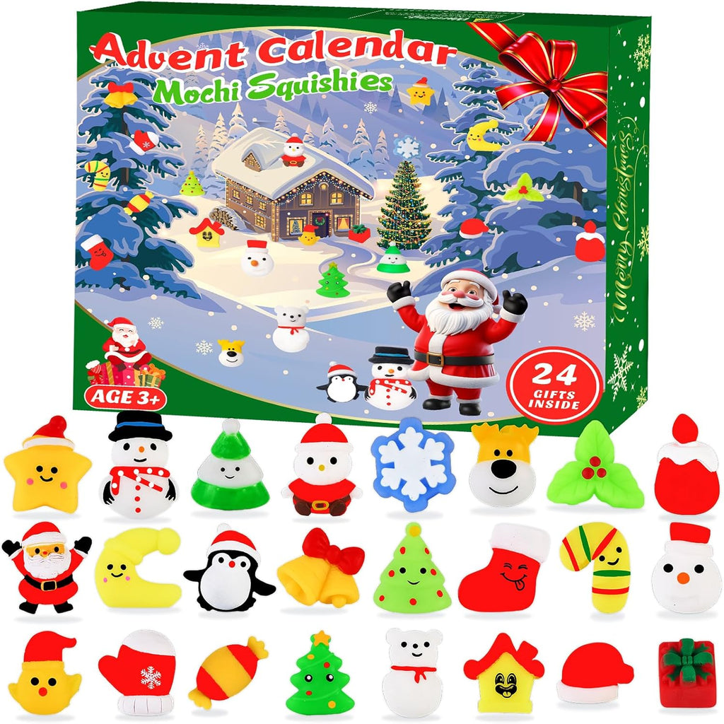 Skiennix Christmas Advent Calendar 2025 - 24 Cute Mochi Squishies for Kids | Perfect Stocking Stuffers