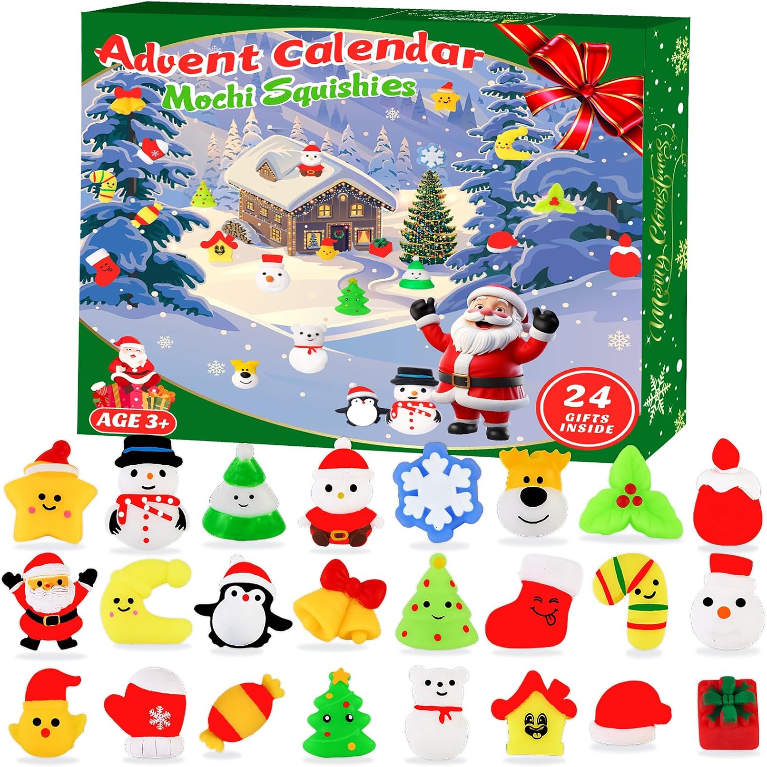 Skiennix Christmas Advent Calendar 2025 - 24 Cute Mochi Squishies for Kids | Perfect Stocking Stuffers