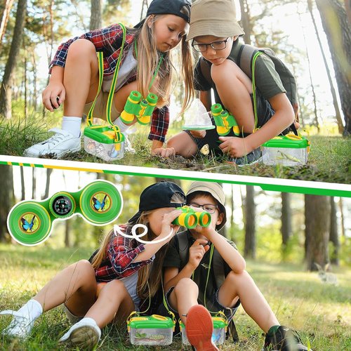 Bug Catcher Kit for Kids by 2Sets - Sturdy Insect Collector with Binoculars & Butterfly Net | Outdoor Explorer Set for Ages 3-8
