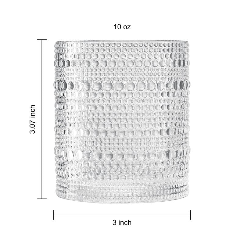 Plastic Hobnail Drinking Glasses Set of 6 Tritan Lowball Cups 14oz, Shatterproof & Unbreakable Acrylic Beaded Design, BPA-Free, Dishwasher Safe Indoor/Outdoor Drinkware for Water, Juice, Cocktails