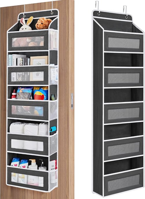 JARLINK Over The Door Organizer - 5 Shelf Hanging Storage with Large Capacity Pockets | Black