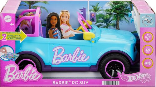 Hot Wheels Barbie RC SUV - Customizable with Stickers, Holds 2 Barbie Dolls & Accessories