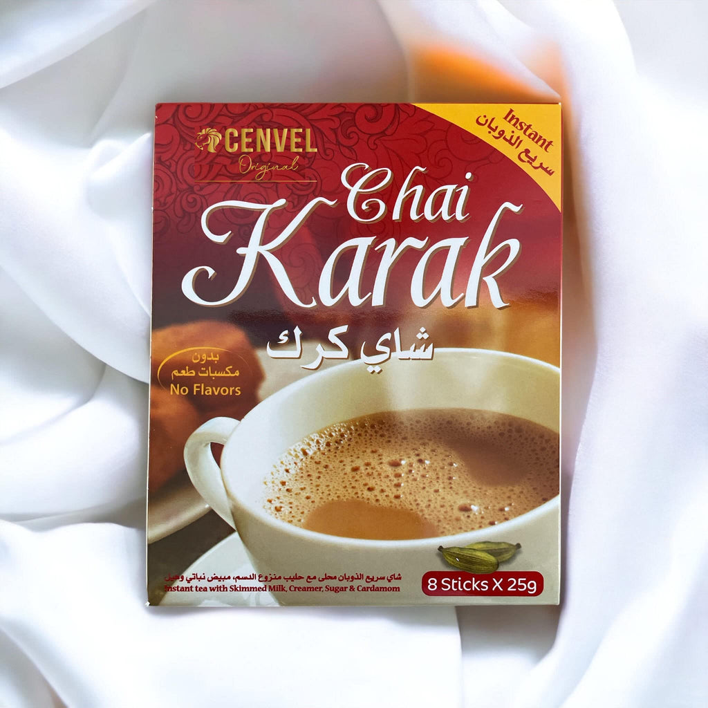 CENVEL® Karak Chai Sweetened | Premium Instant Karak Tea – Natural, Instant Indian Chai | 8 Sachets (Pack of 1)