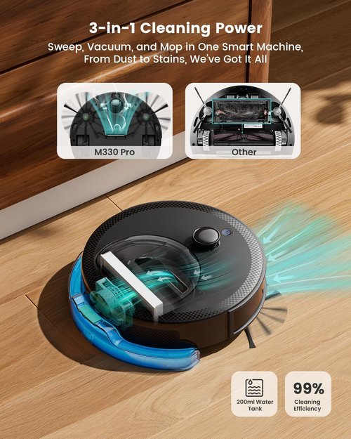 Lefant M330 Pro LiDAR Robot Vacuum & Mop - 450ml Dustbin, 190° Obstacle Avoidance, 150 Mins Runtime | Multi-Floor Mapping