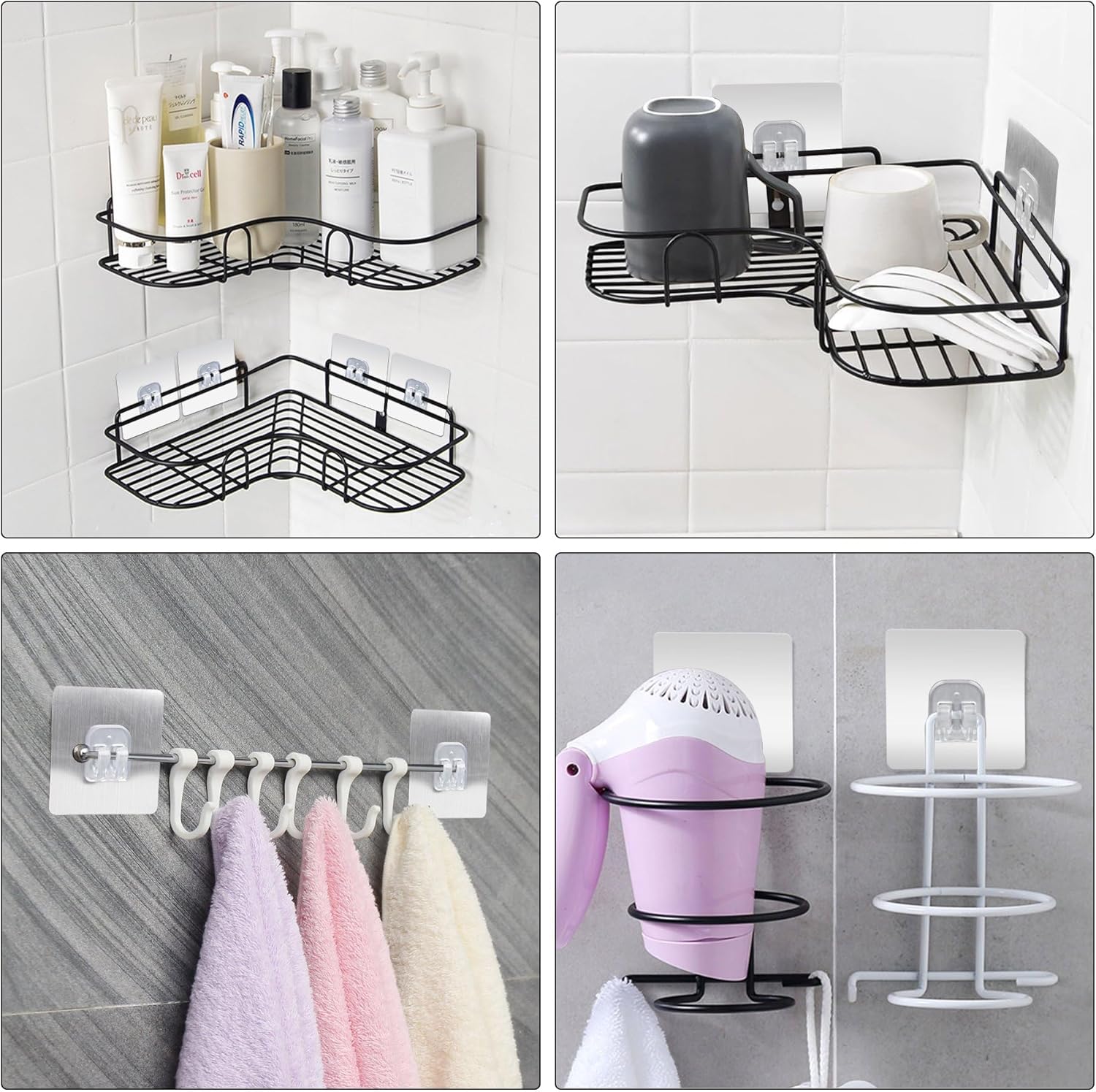 Skiennix 14PCS Shower Caddy Adhesive Replacement | Heavy-Duty No-Drill Wall Organizer - Transparent