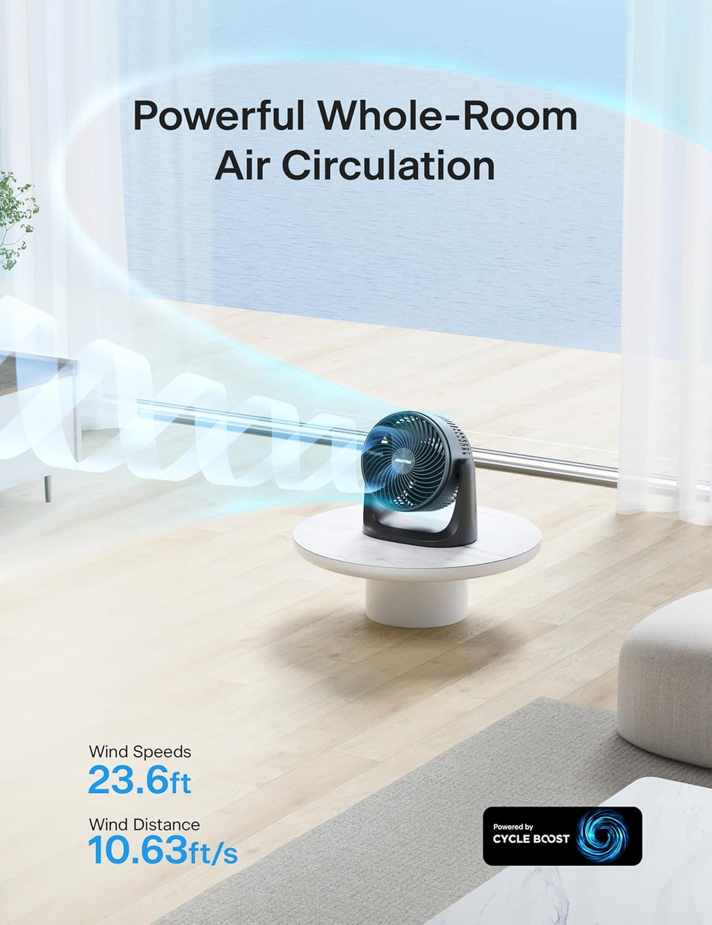 Pelonis 3-Speed Table Fan - 7-Inch Blade with 100° Adjustable Head Tilt | Compact Air Circulator for Bedroom, Dorm, and Office - Black