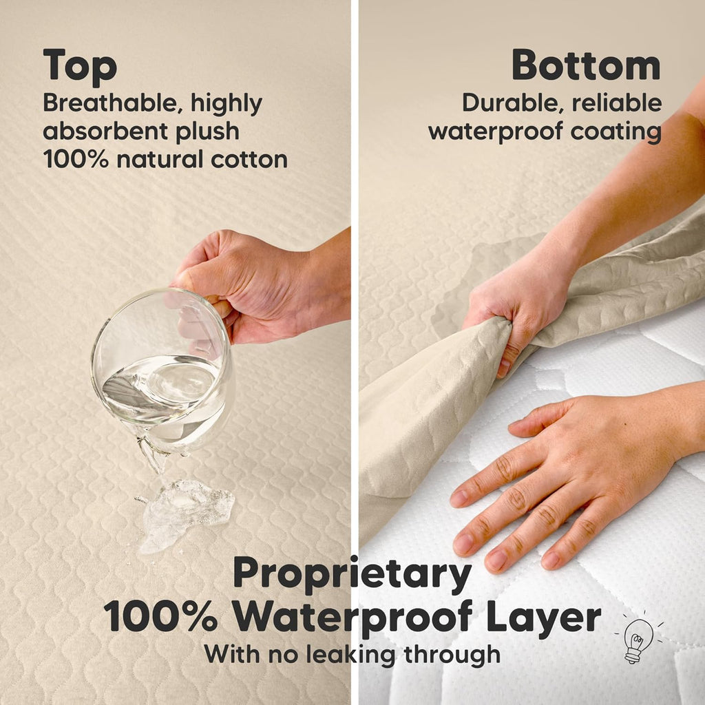 Skiennix Waterproof Crib Mattress Protector Cover - Soft Quilted Cotton, 52" x 28", Machine Washable, Easy Fit