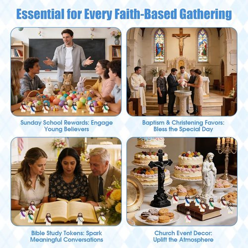 Little Jesus Figurines - 80Pcs Pocket Jesus Figures for Church Events & Baptism Gifts