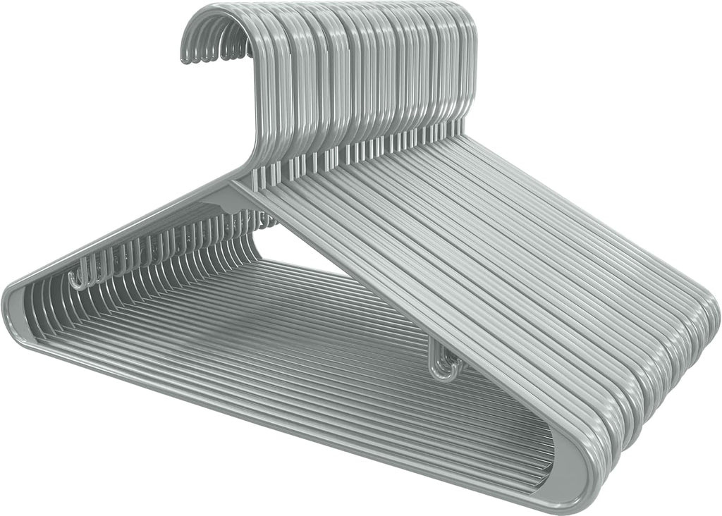 Utopia Home Plastic Hangers - Durable Space-Saving Closet Organizers | 50-Pack in Grey for Shirts, Pants & Coats