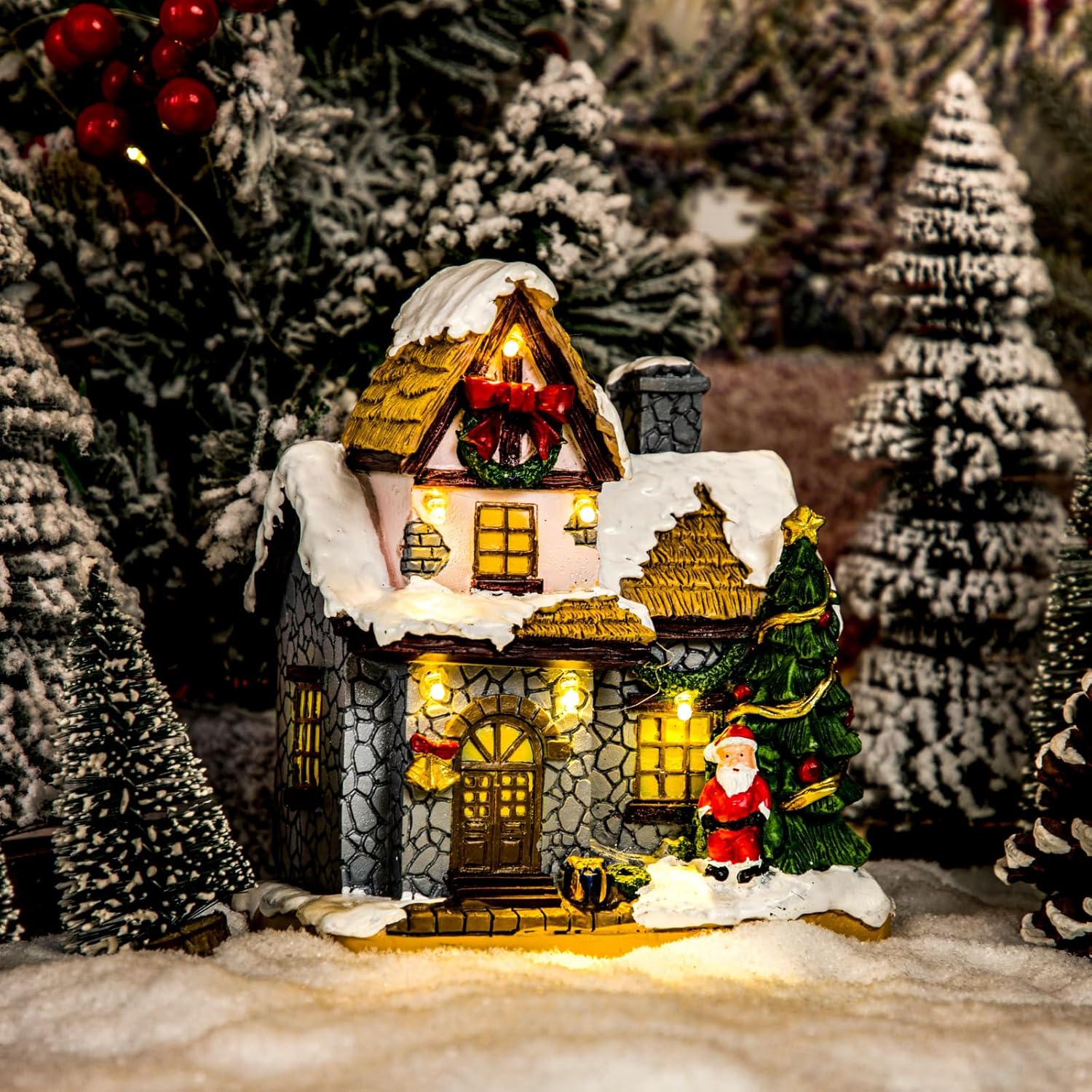 Regine Switzerland Christmas Village Houses - Warm Light Battery Operated Tabletop Decoration | Perfect Xmas Gift