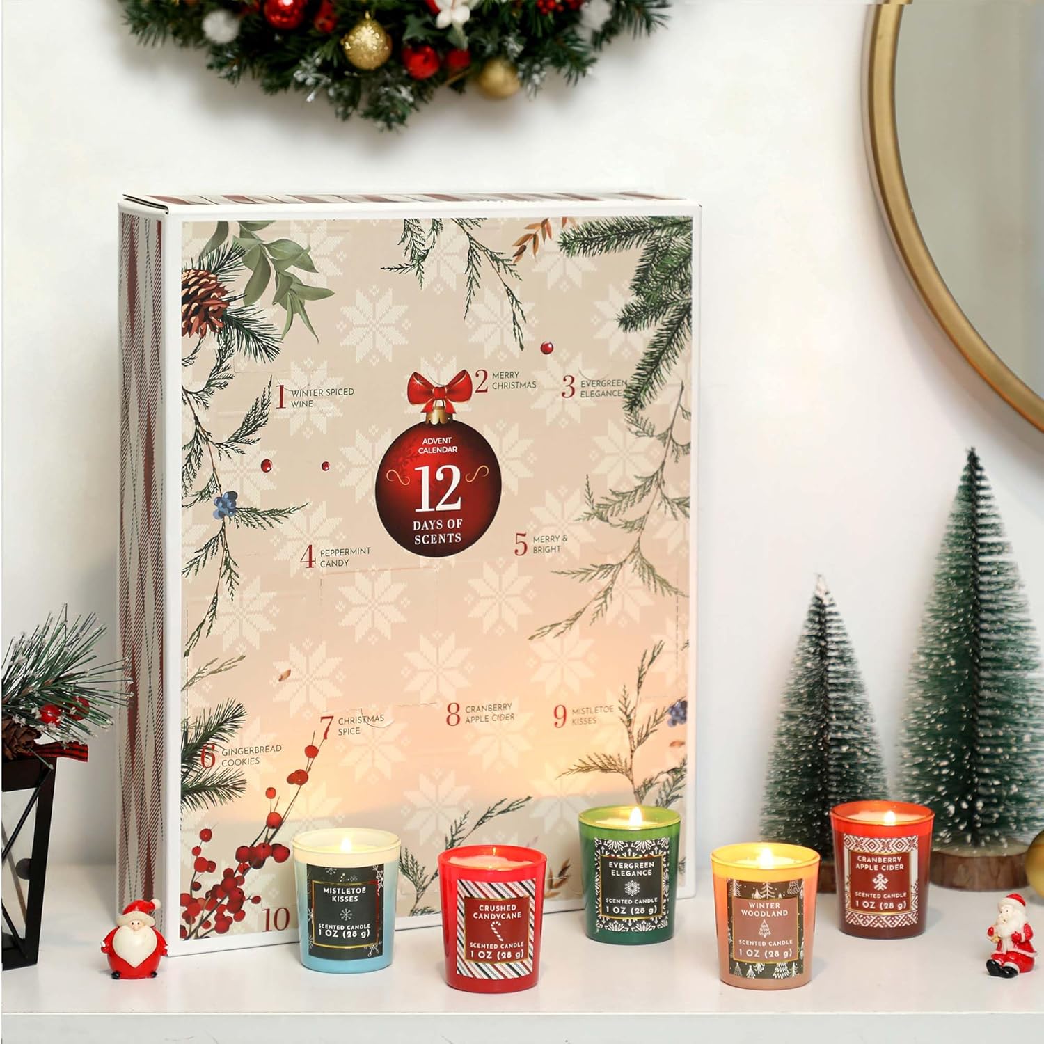 Skiennix 12 Days Advent Calendar Candles - Scented Soy Wax Gift Set for Women | 12 Pcs Xmas Collection