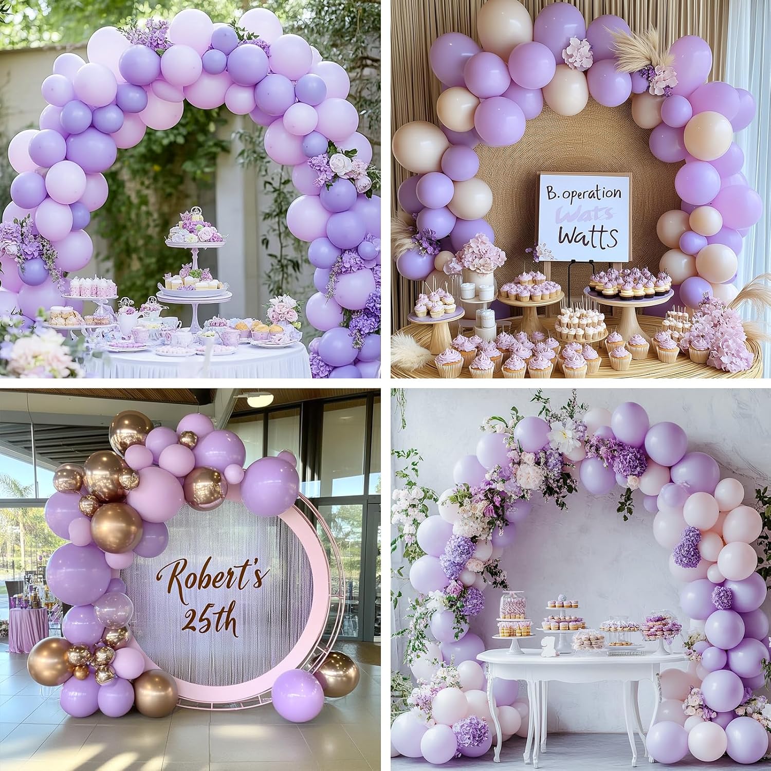 RUBFAC Lavender Purple Balloons - 105pcs in 5/10/12/18 Inches | Light Pastel Latex for Party Decor