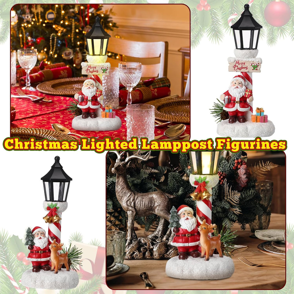 Regine Switzerland Christmas Light Table Decorations - 2 Pack Red Cardinal LED Lamppost Figurines for Holiday Home Decor