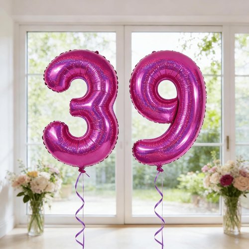 Laser Hot Pink Number 4 Balloon - 40 Inch Large Birthday Decoration for Girls' 4th Party