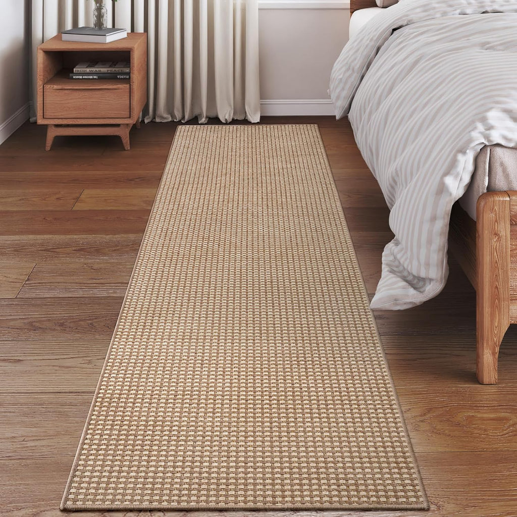 YDKGL Kitchen Runner Rug - Non-Slip Boho Woven Mat | Soft & Washable 2x6 ft for Indoor Use, Brown