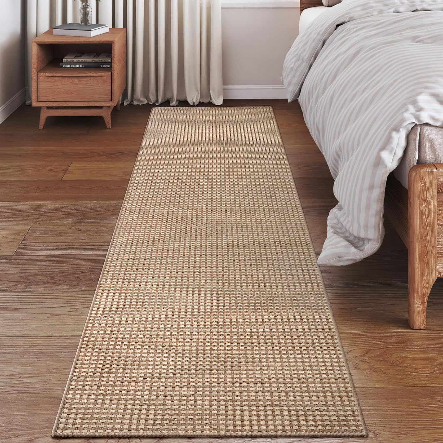 YDKGL Kitchen Runner Rug - Non-Slip Boho Woven Mat | Soft & Washable 2x6 ft for Indoor Use, Brown