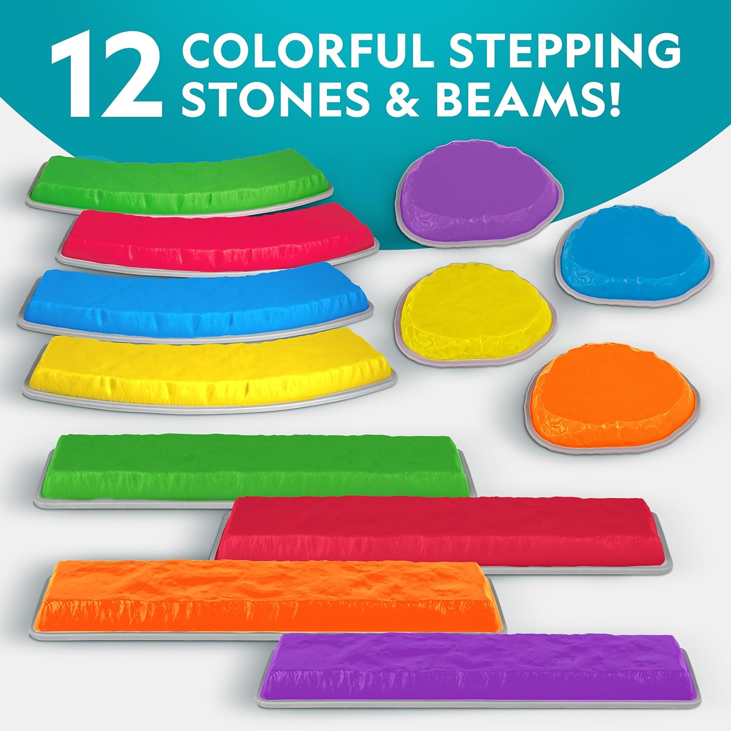 National Geographic Kids Stepping Stones - 12-Piece Obstacle Course for Ages 3+ | Foam Dice & Non-Slip Base