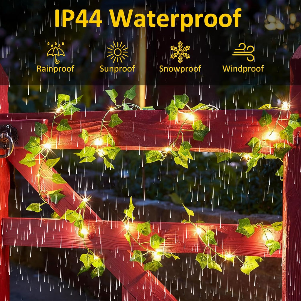 Skiennix Ivy String Lights - 33Ft 100 LED Battery Operated Fairy Lights with Remote | Warm White for Bedroom & Garden Decor