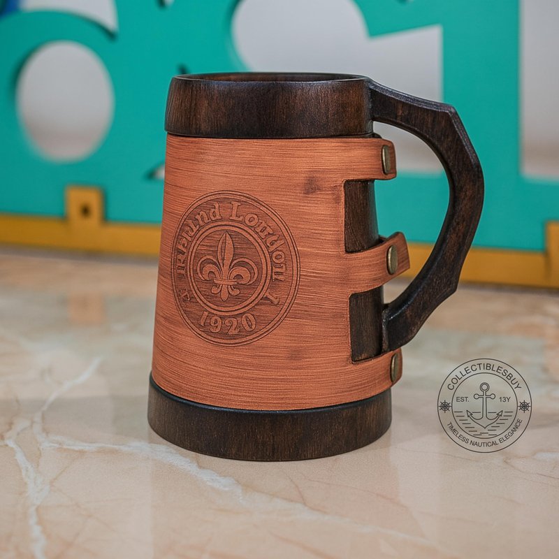 collectiblesBuy Antique Wooden Coffee Mug Hand Carved Rustic Tankard for Beverages Medieval Style Groomsmen Gift, Table Decor & Dining Kitchen Accessory