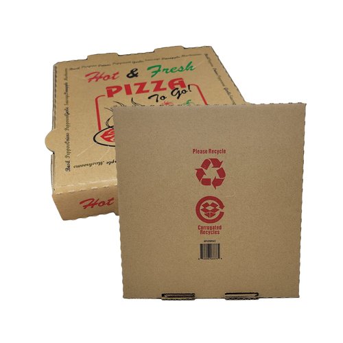 DHG PROFESSIONAL 50 Pack Pizza Box 4 Color Print Hot & Fresh Pizza Brown Color (12" x 12")
