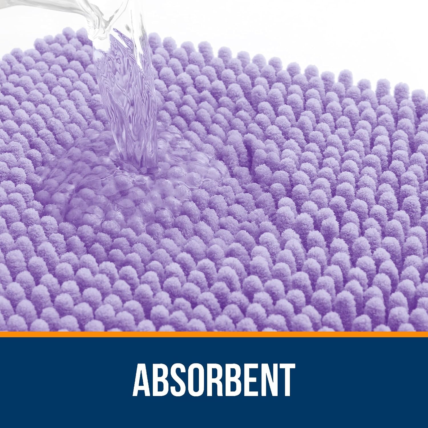 OLANLY Bathroom Runner Rugs - Soft Absorbent Chenille with Rubber Backing | 47x24 Inches, Lavender