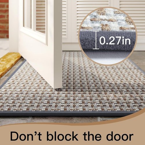 Door Mat - 17"x30" Indoor Entrance Mat | Dirt Resistant, Non-Slip Rubber Backing, Washable Gray