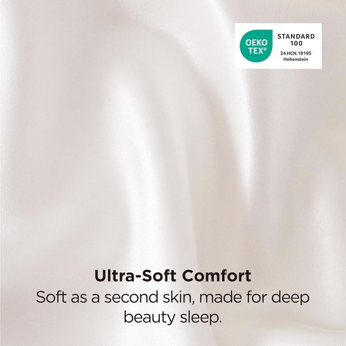 Bedsure Satin Pillowcase - Luxurious Silk-Like Comfort | Standard Size Ivory, 20x26 Inches, 2-Pack