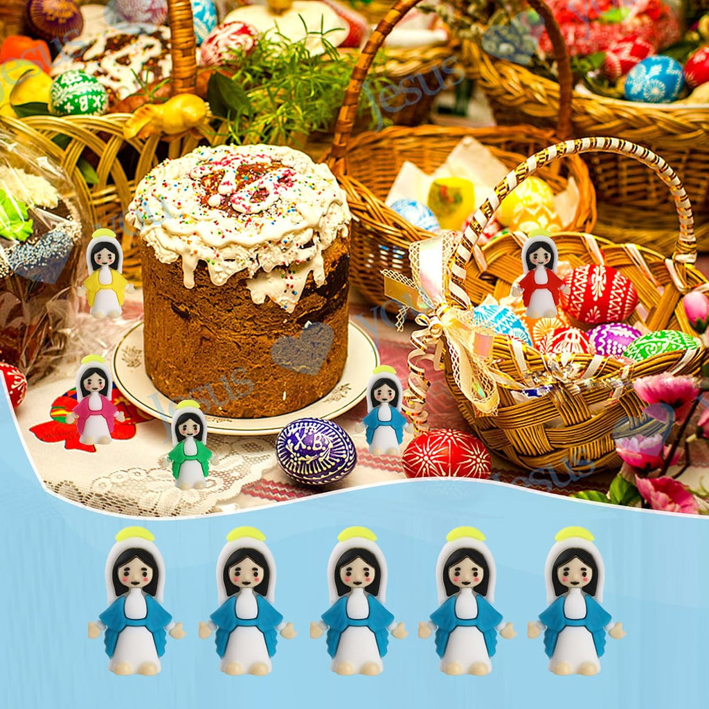 Virgin Mary Figurines by [Brand Name] - 20 Mini Christ Figures for Sunday School & Easter Gifts - Blue