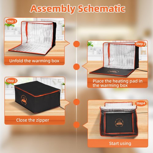 Bread Proofing Box Used to Provide Sufficient Temperature for Bread Proofing, Proofing Box Consists of Sourdough Bread Proofing Mat and Thermal Insulation Box, Suitable for Half Size Baking Sheet Pan