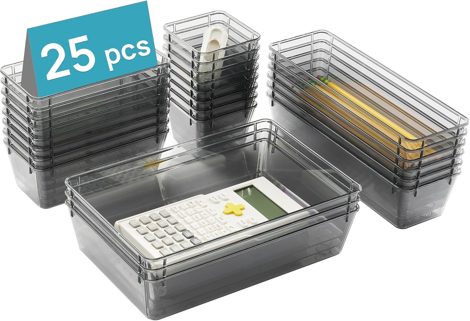 Vtopmart 25 PCS Desk Drawer Organizer Set - Versatile Plastic Storage Bins for Office & Bathroom