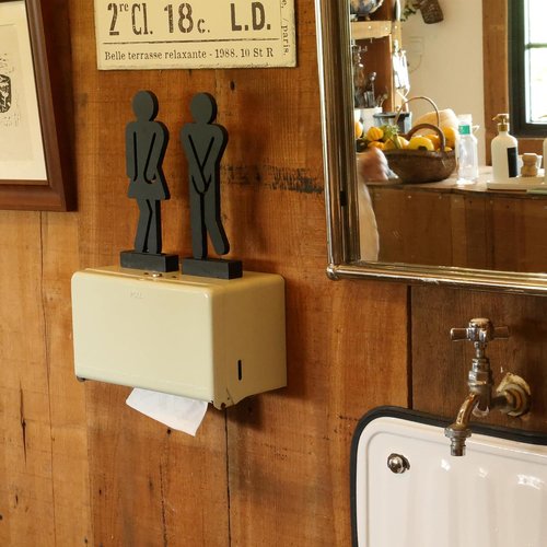 Litivy Rustic Wooden Bathroom Decor Signs - Set of 2 Farmhouse Style Restroom Decor