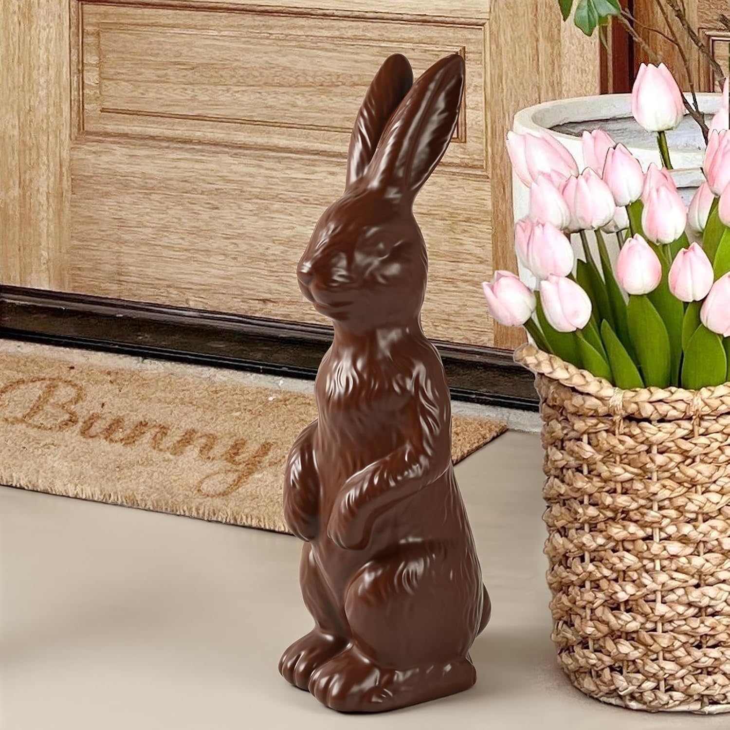 Zesua Easter Bunny Figurine - 14.5" Standing Ceramic Decor for Home & Garden - Perfect Spring Decoration