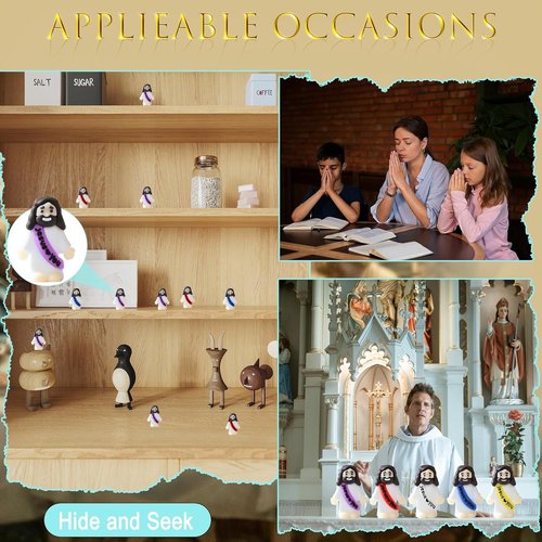 Cowlyn Mini Jesus Figurines - Multicolor Tiny Statues for Easter Egg Stuffers | 20-Pack Religious Gifts