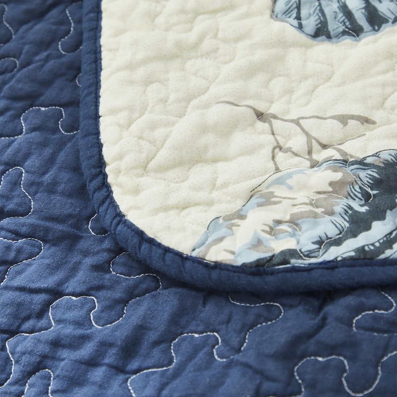 Brandream Blue Nautical Seashell Quilt Cotton Quilted Throw Blanket for Bed Couch Daybed 47 X 60 Inch Decorative Blankets