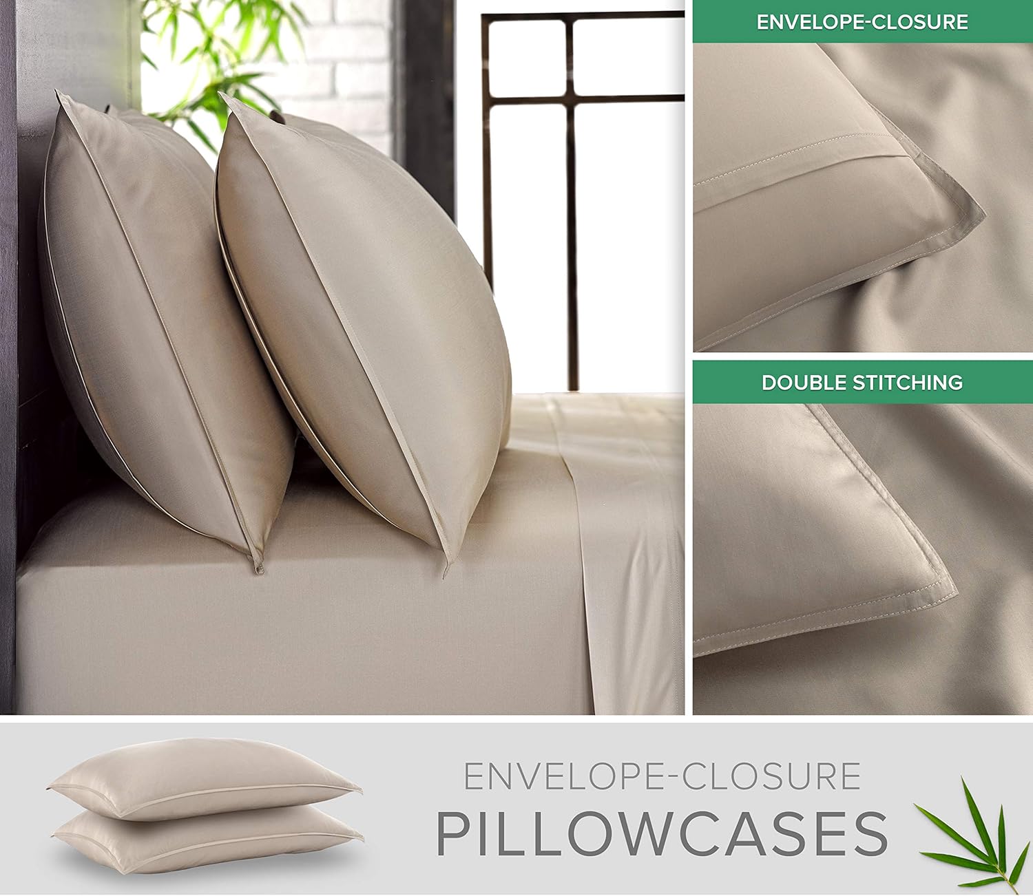 Pure Bamboo California King Sheets - 100% Organic Viscose Bed Sheet Set, Soft & Cooling, Sand Color