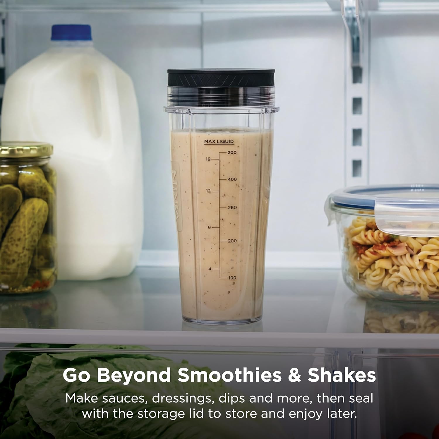 Ninja Nutri-Plus Personal Blender - Compact Push-To-Blend for Smoothies & Frozen Drinks | Includes 3 To-Go Cups & Lids | 900 Peak Watts | Silver | BN301
