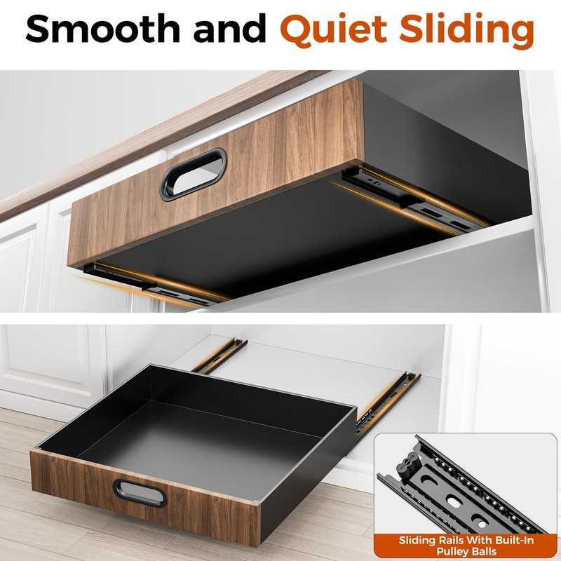 POKIPO 21" Deep Pull Out Cabinet Organizer, Slide Out Drawers for Cabinets Adhesive with Nano Film, Roll Out Shelves for Cabinets in Kitchen, Pantry, Bathroom or Office (14" W x 21" D)