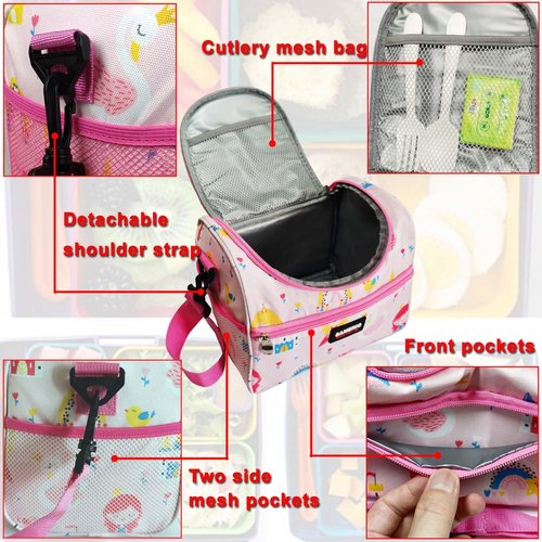 SAMERIO Small Lunch Bag Cute Cooler Lunch Box for Children Student Girls Boys Insulated Picnic Bags for School Camping