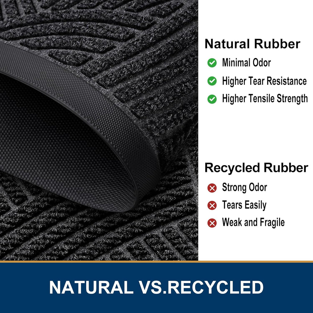 Smiry Heavy-Duty Rubber Doormat - Trap Dirt & Moisture | Easy Clean Indoor/Outdoor Mat 35x23, Black
