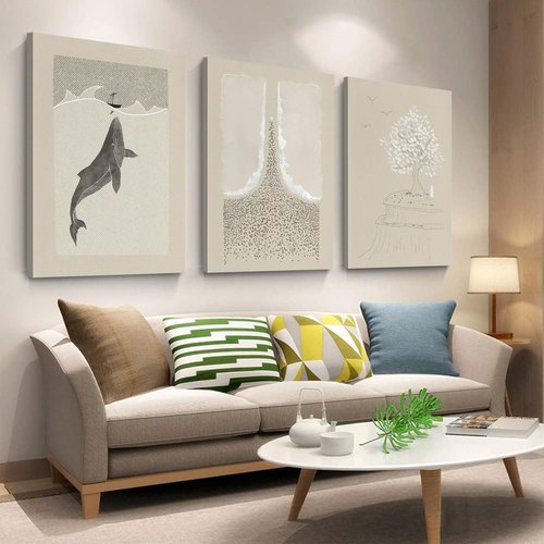 3Pcs Framed Modern Christian Canvas Wall Art Pictures Bible Verse Posters Prints Jonah and Whale Parable the Mustard Seed Moses Parting the Red Sea Scripture Wall Decoration for Bedroom 16x24in