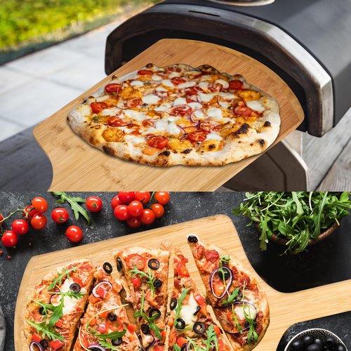 IQHLXN pizza peel 14 inch，16" L x 14" W Plate, with 8" L Wooden Handle, 24" Overall Length，Wooden Pizza Peel.14 IN Pizza Peels (Large)