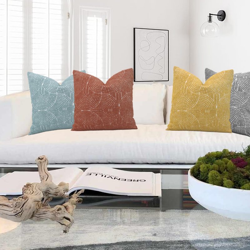 TWIZEL Throw Pillow Covers 20X20 Set of 2, Boho Farmhouse Cushion Cover, Cozy Soft Accent Pillowcase for Couch Sofa Bed Living Room Yellow