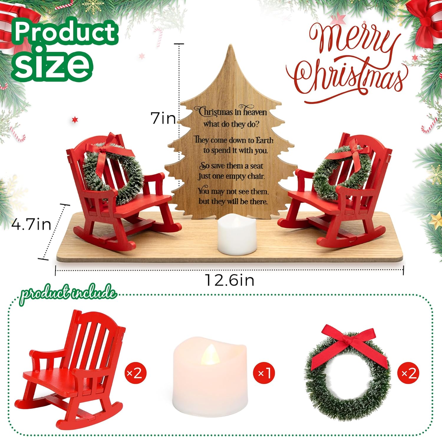 Regine Switzerland Christmas Memorial Candle Holders - Elegant Rocking Chair Ornament | Thoughtful Gift for Loved Ones