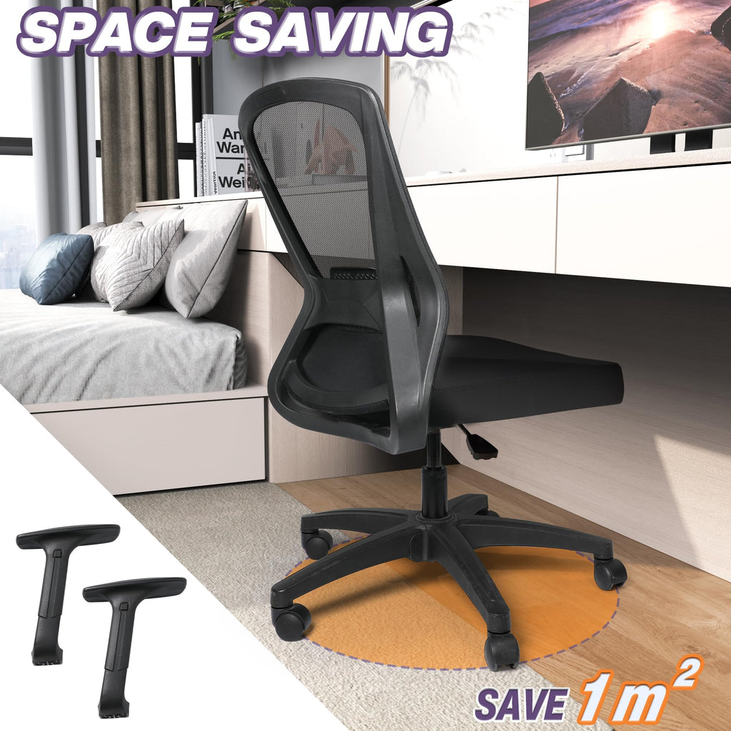 Ergonomic Rolling Comfy Computer Office Desk Task with Removable Armrests Adjustable Height for Big People Home Study Work