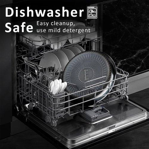 SAKAMOSH 9.5" Non Stick Frying Pans, Hybrid Ceramic Stainless Steel Pan, Skillet with Stay-Cool Handle, Non Toxic, PFAS PFOA PTFE Free, Dishwasher & Oven Safe, Induction, Compatible with All Cooktops