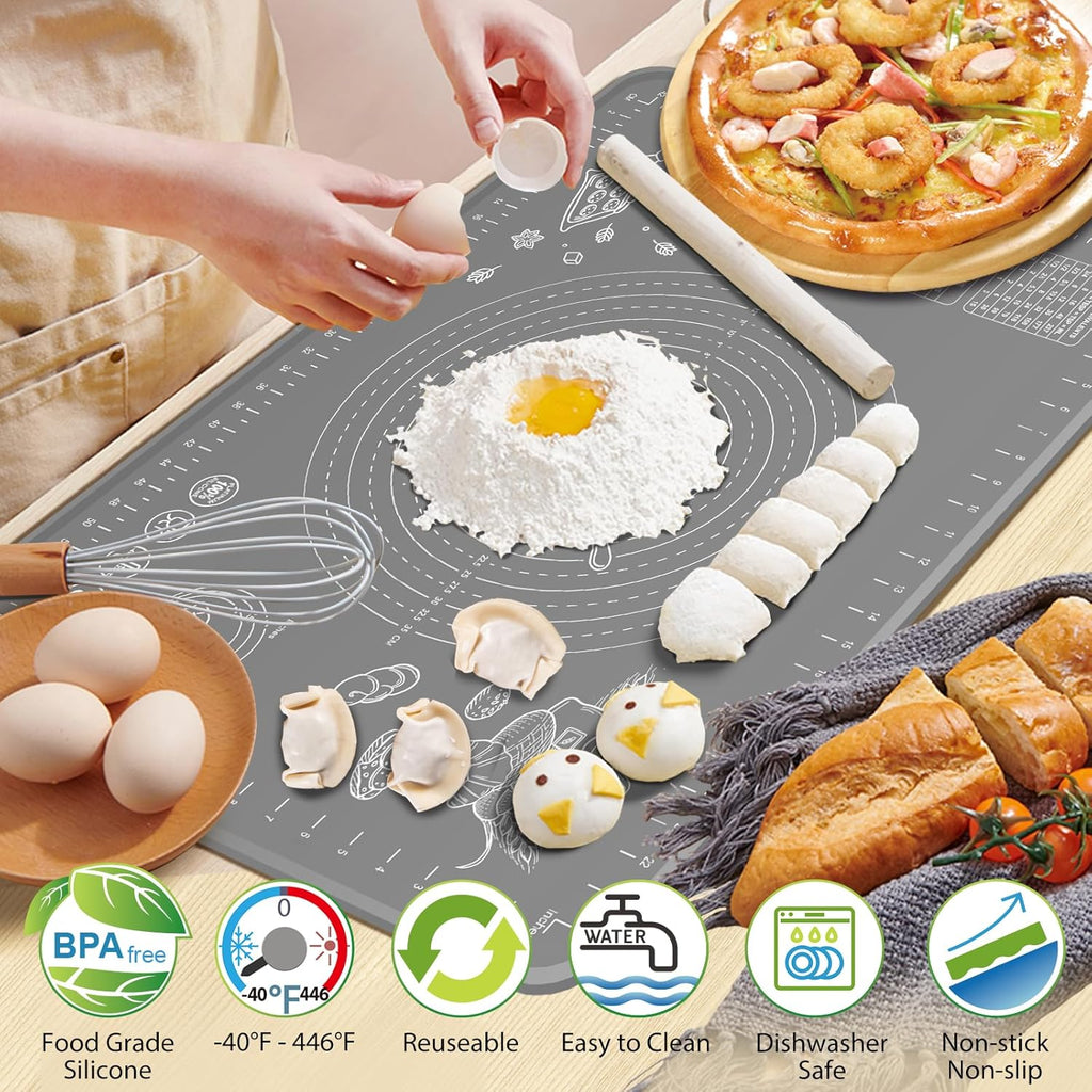 Skiennix Silicone Baking Mat - Extra Thick Non-Stick Pastry Mat with Measurements | 32x24 Inch