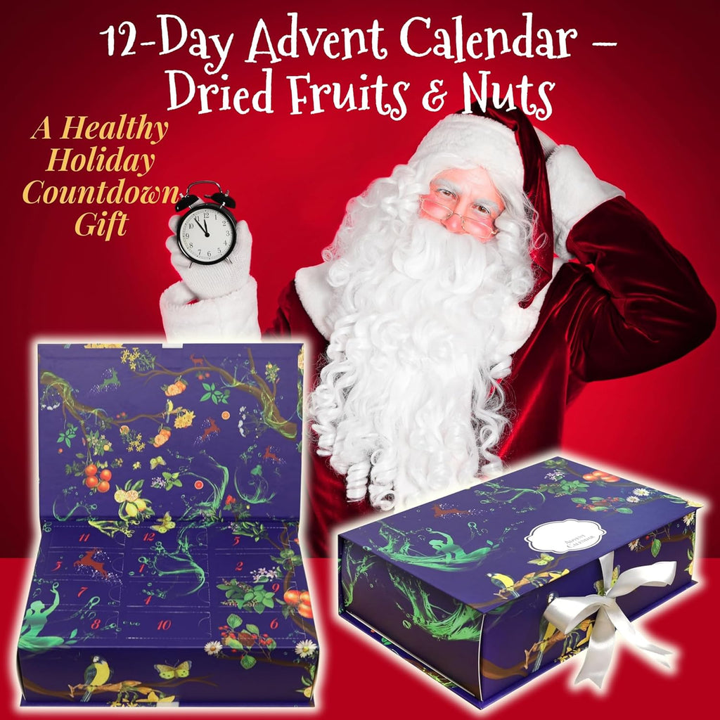 Skiennix 12-Day Advent Calendar - Gourmet Dried Fruit & Nut Snack Gift Box for Holiday Countdown