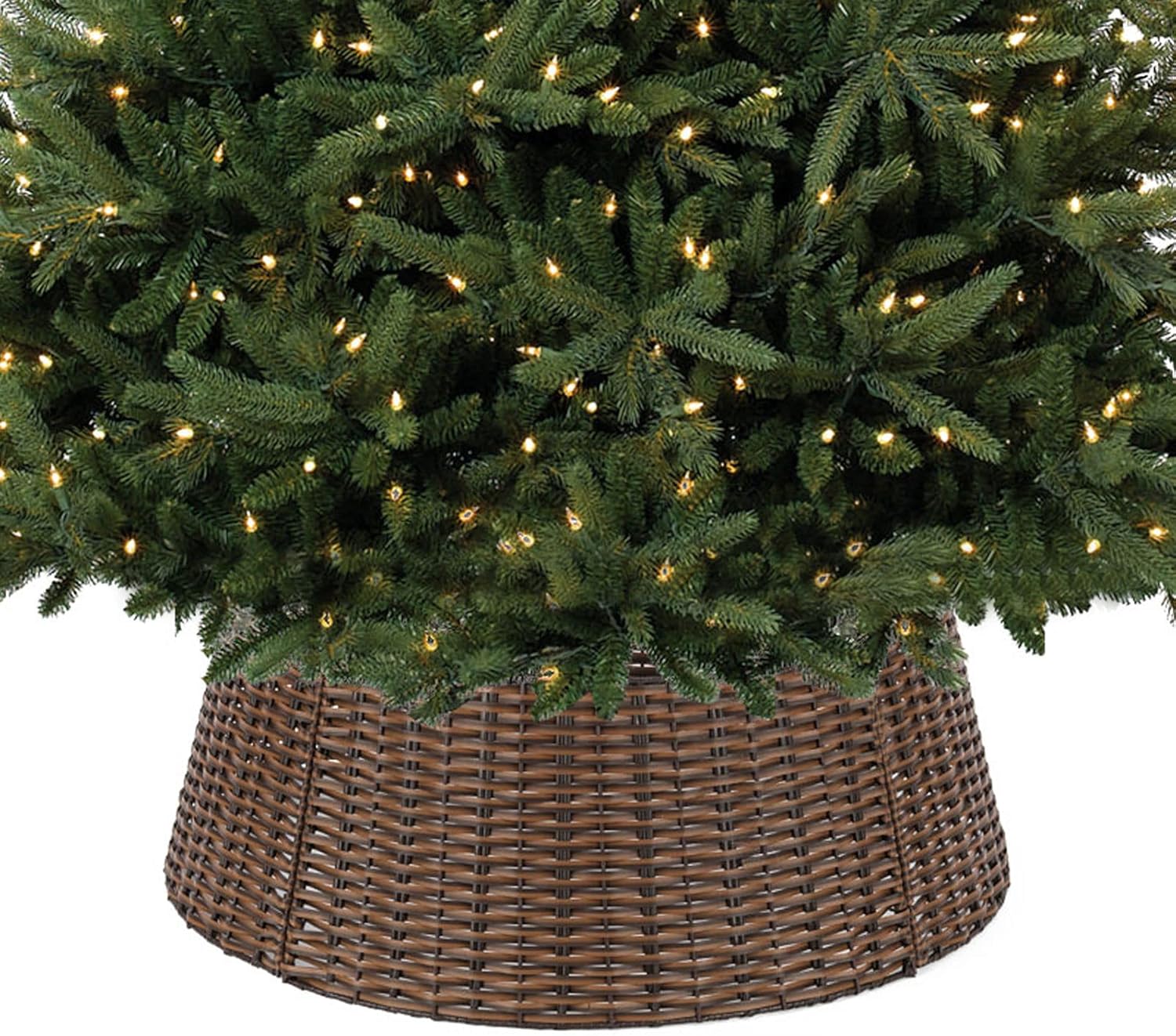 Skiennix Christmas Tree Collar - 23’’ Handmade Rattan Wicker Stand for Holiday Decoration