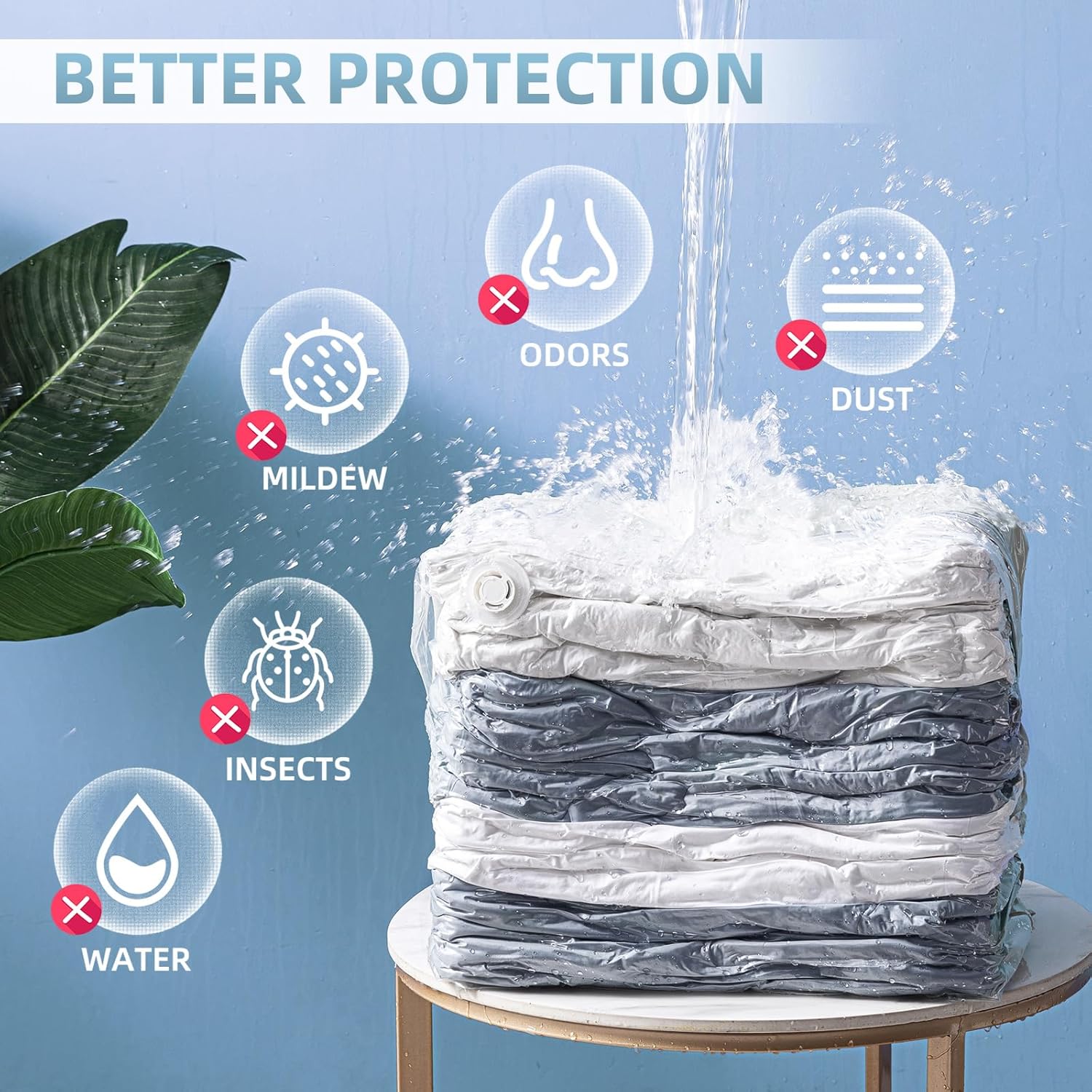 Skiennix Vacuum Storage Bags - 6 Pack Cube Combo (3 Jumbo + 3 Medium) for Space-Saving Closet Organization